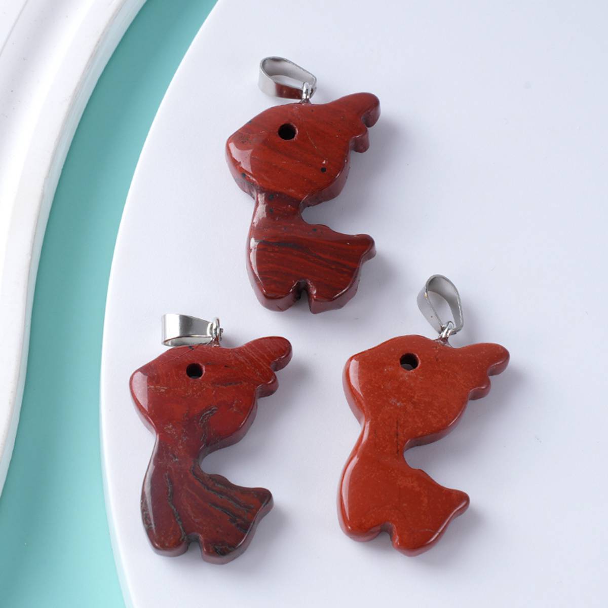 32MM Fawn & Deerlet Stone Pendant for Making Jewlery  Handmade Craved