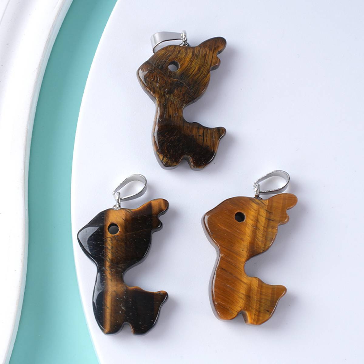 32MM Fawn & Deerlet Stone Pendant for Making Jewlery  Handmade Craved