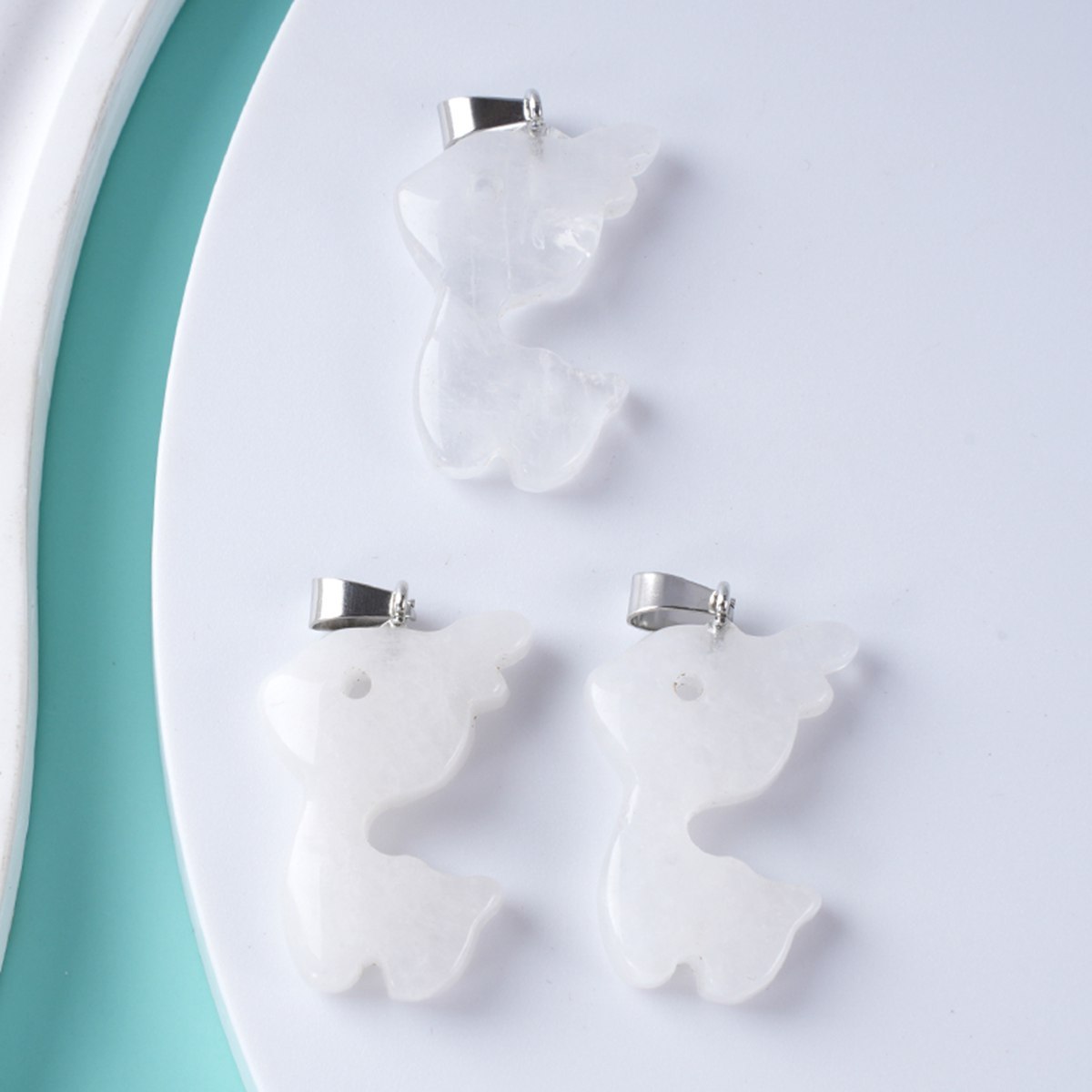 32MM Fawn & Deerlet Stone Pendant for Making Jewlery  Handmade Craved