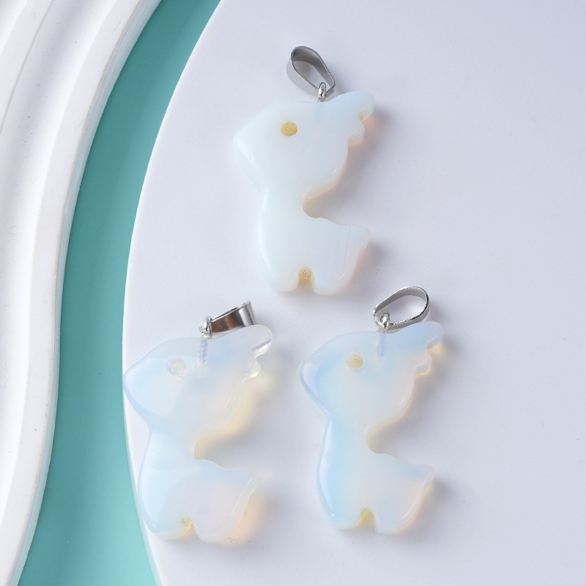 32MM Fawn & Deerlet Stone Pendant for Making Jewlery  Handmade Craved