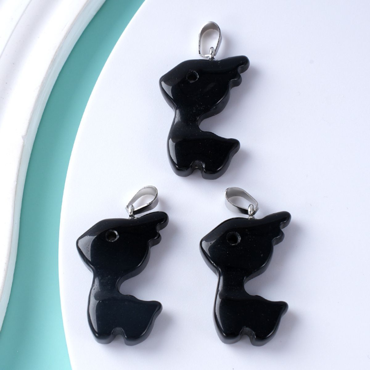32MM Fawn & Deerlet Stone Pendant for Making Jewlery  Handmade Craved