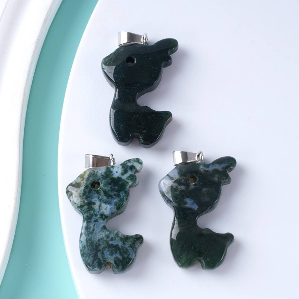 32MM Fawn & Deerlet Stone Pendant for Making Jewlery  Handmade Craved