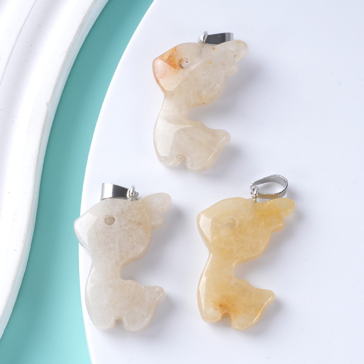 32MM Fawn & Deerlet Stone Pendant for Making Jewlery  Handmade Craved