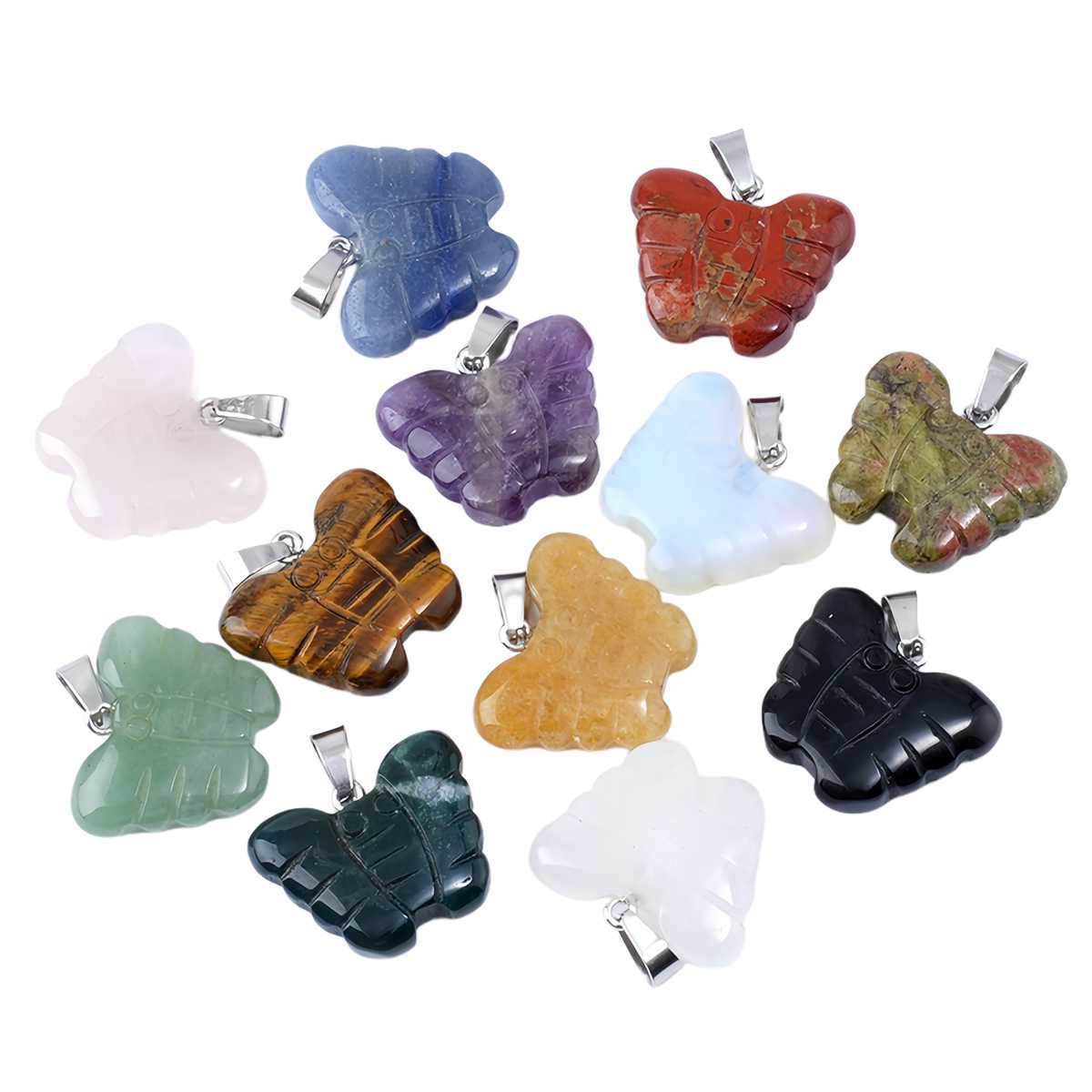 20MM Butterfly Stone Pendant for Making Jewlery  Handmade Craved