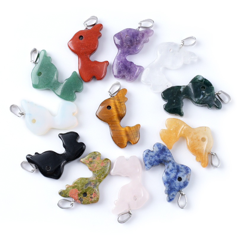 32MM Fawn & Deerlet Stone Pendant for Making Jewlery  Handmade Craved