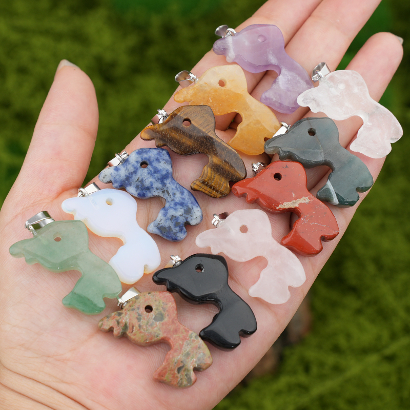 32MM Fawn & Deerlet Stone Pendant for Making Jewlery  Handmade Craved