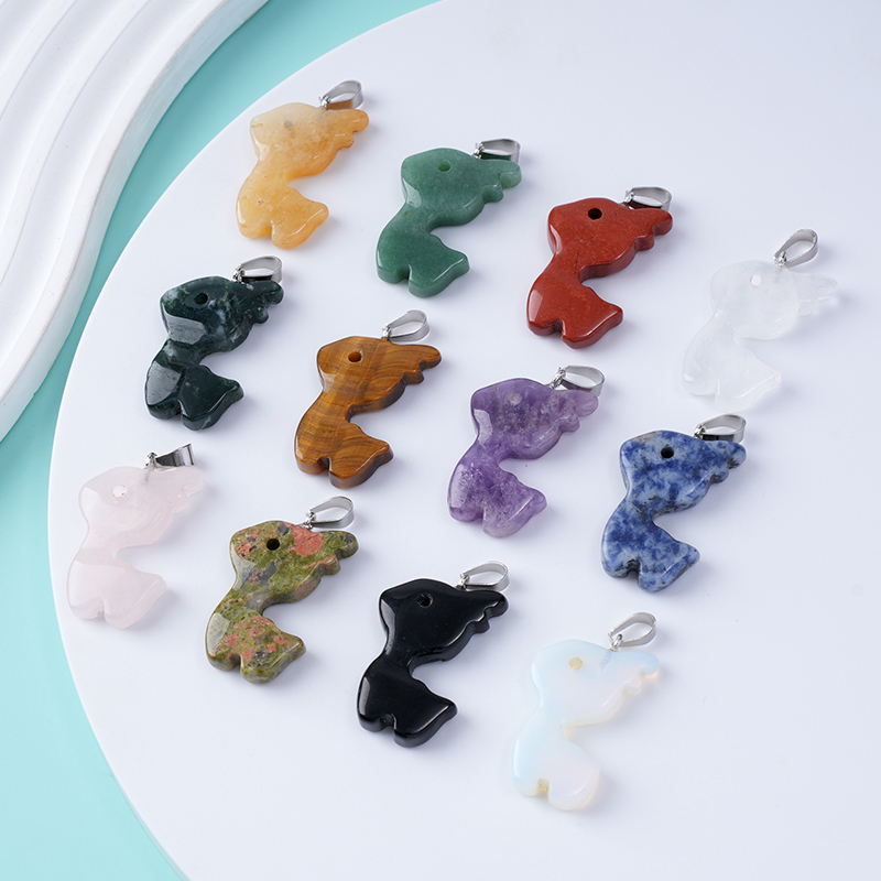 32MM Fawn & Deerlet Stone Pendant for Making Jewlery  Handmade Craved