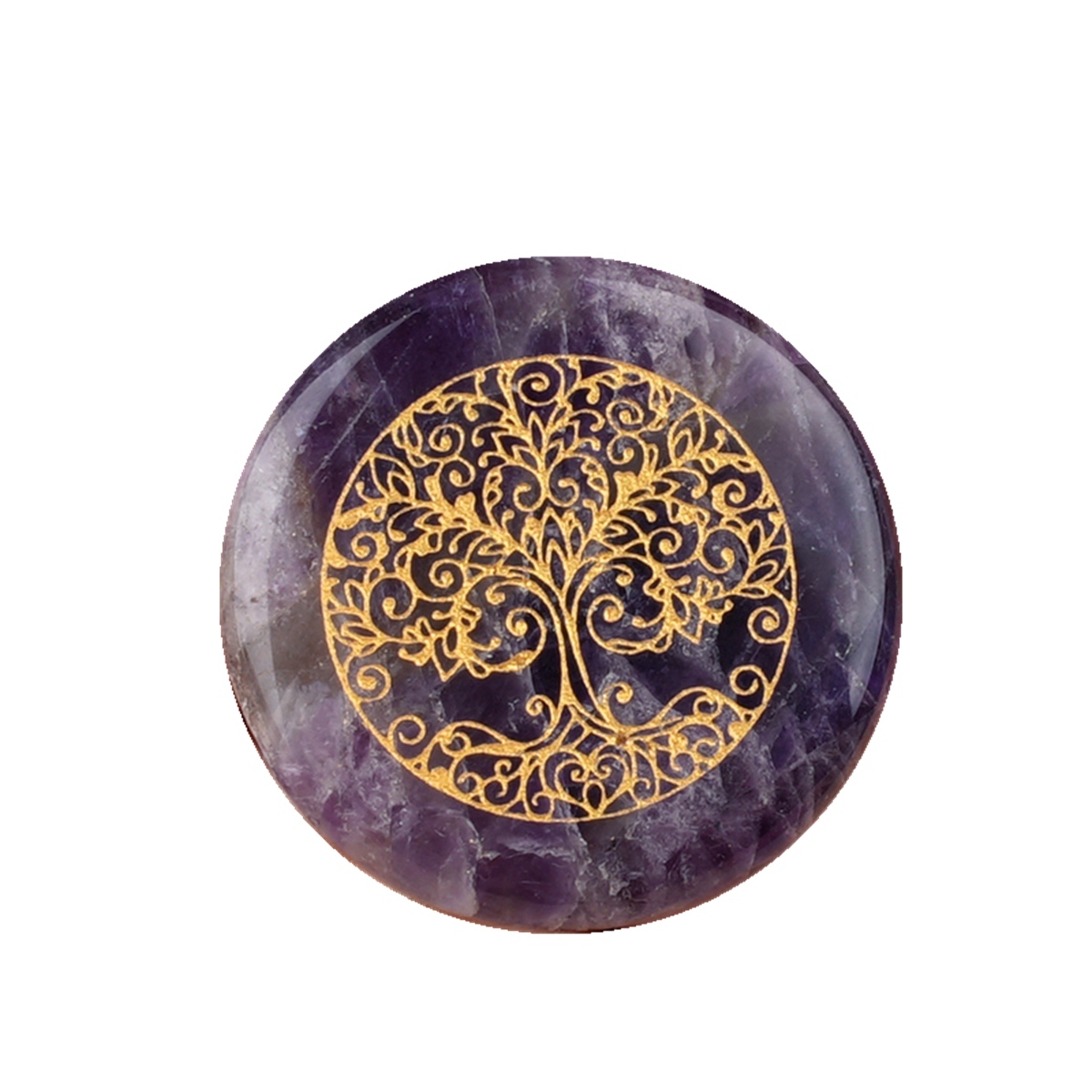 Gemstone 25MM Circular Disc Ornament Handmade Craved Pattern-Life of Tree For Home Decor