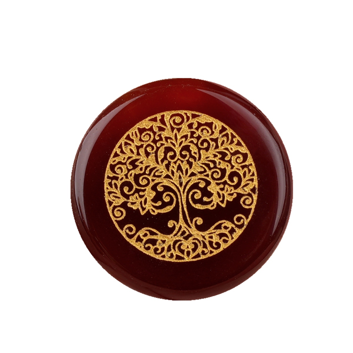 Gemstone 25MM Circular Disc Ornament Handmade Craved Pattern-Life of Tree For Home Decor