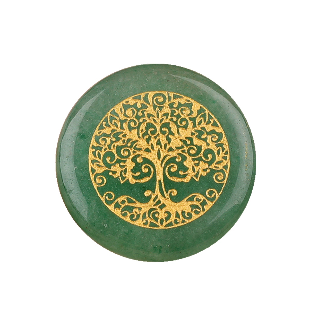 Gemstone 25MM Circular Disc Ornament Handmade Craved Pattern-Life of Tree For Home Decor