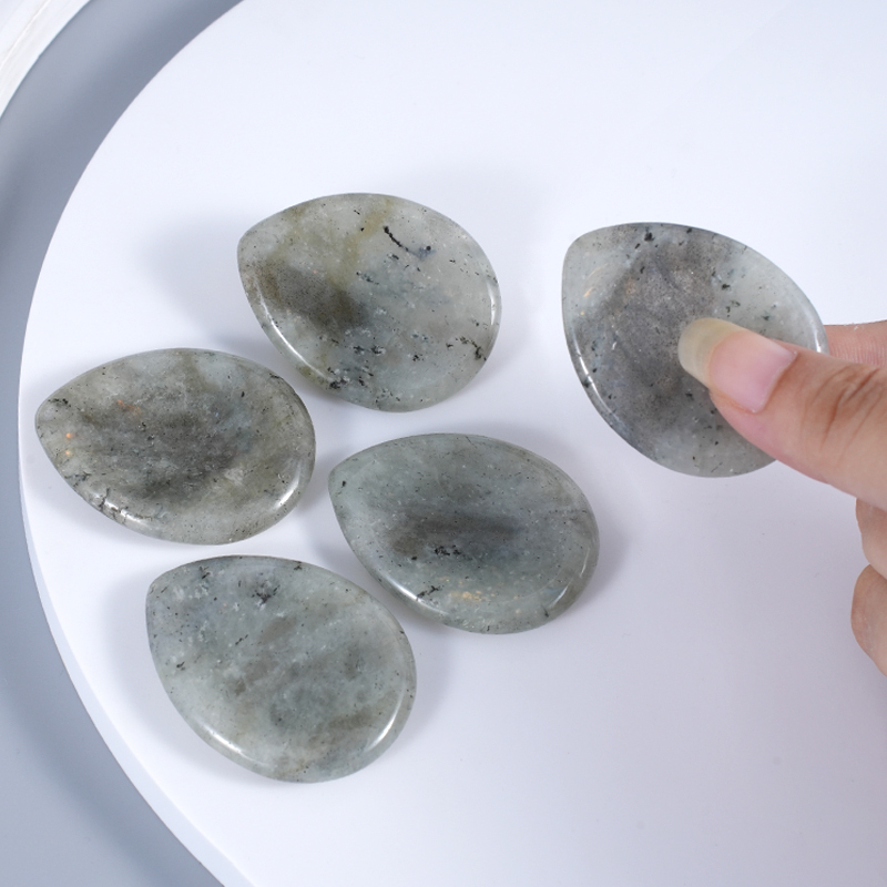 Amethyst Worry Stone for Anxiety Relief, 35x45mm Teardrop Shape Palm Stone, Natural Healing Gemstone for Stress