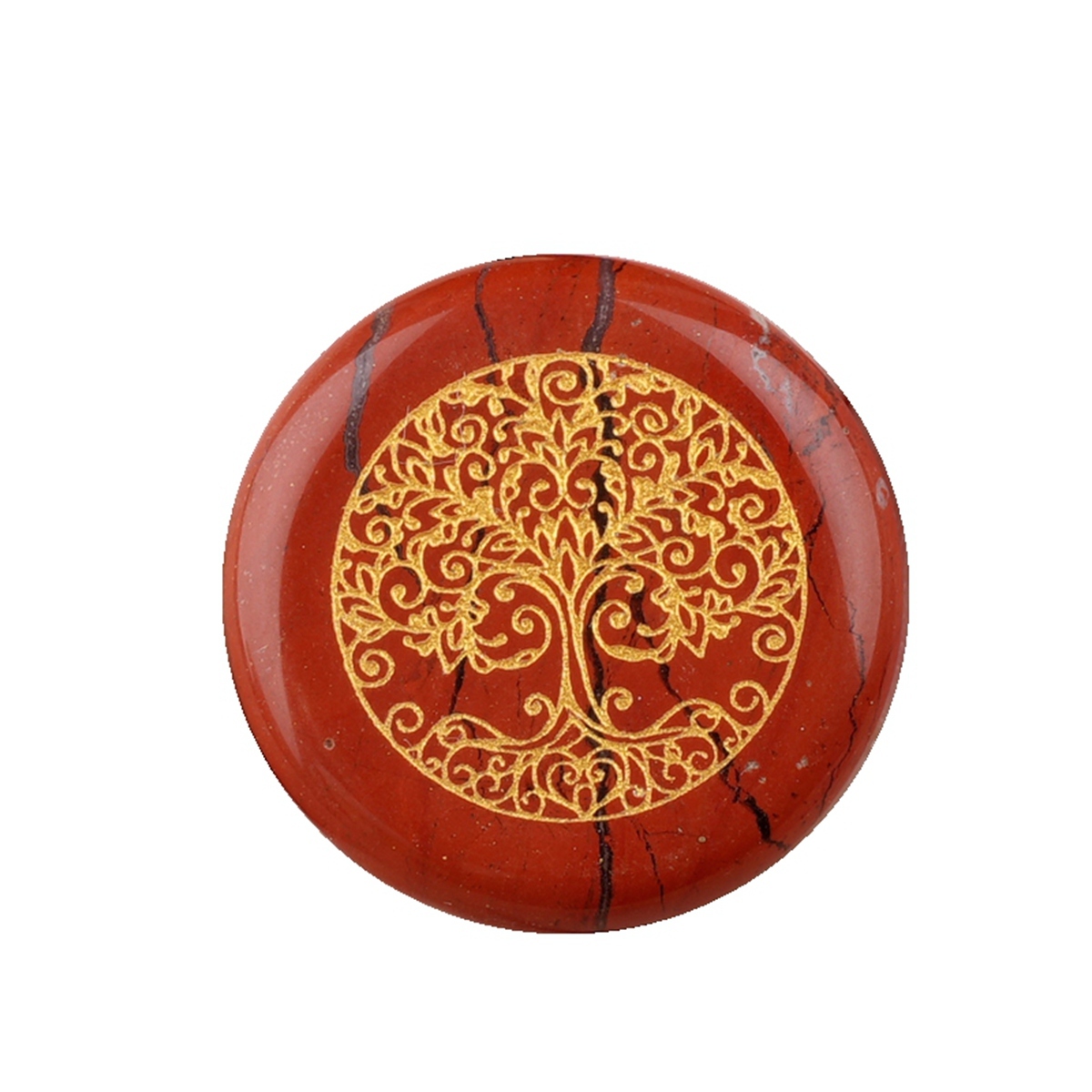 Gemstone 25MM Circular Disc Ornament Handmade Craved Pattern-Life of Tree For Home Decor