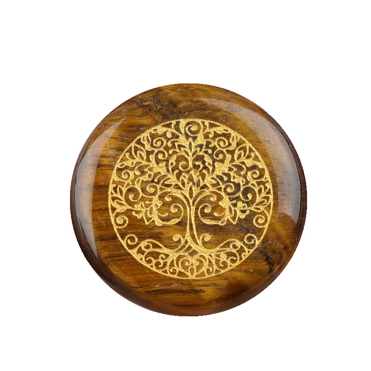 Gemstone 25MM Circular Disc Ornament Handmade Craved Pattern-Life of Tree For Home Decor