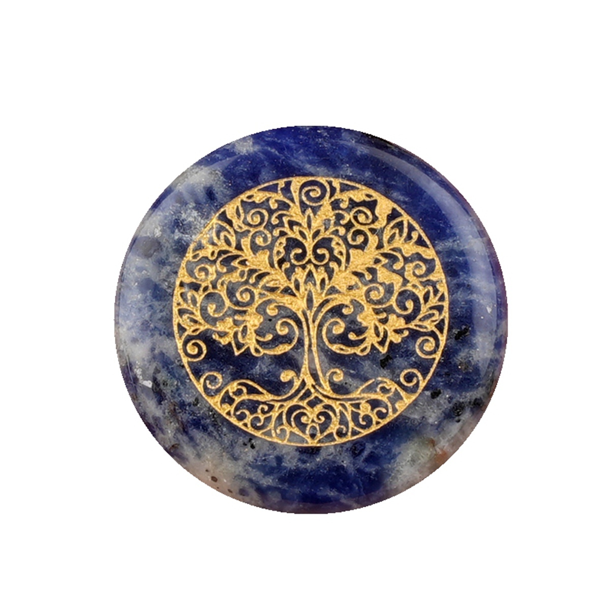 Gemstone 25MM Circular Disc Ornament Handmade Craved Pattern-Life of Tree For Home Decor