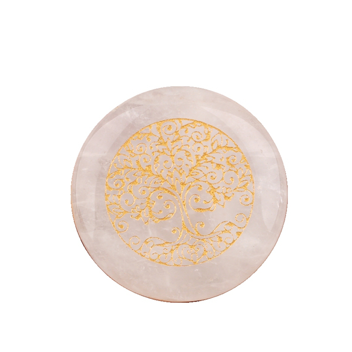 Gemstone 25MM Circular Disc Ornament Handmade Craved Pattern-Life of Tree For Home Decor