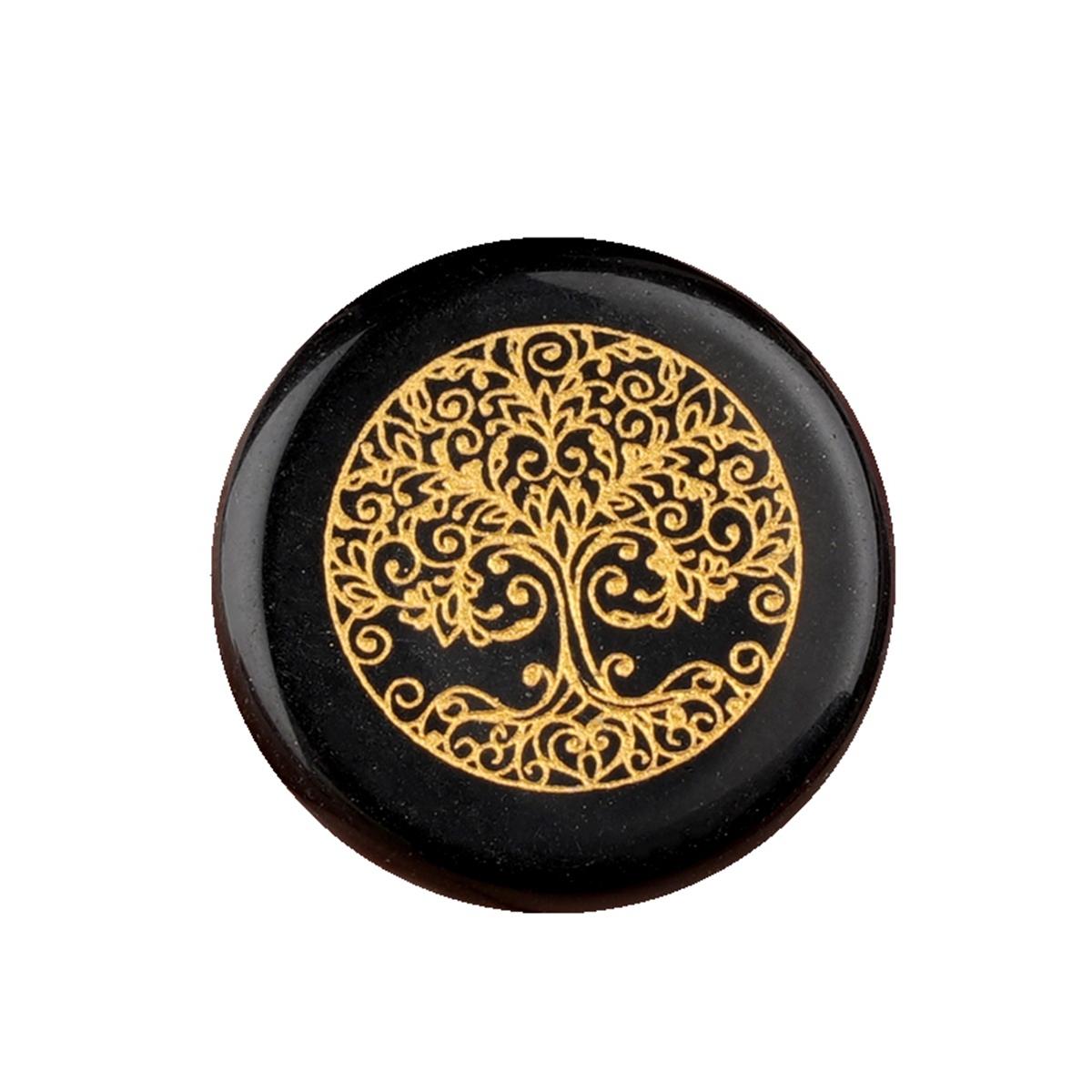 Gemstone 25MM Circular Disc Ornament Handmade Craved Pattern-Life of Tree For Home Decor