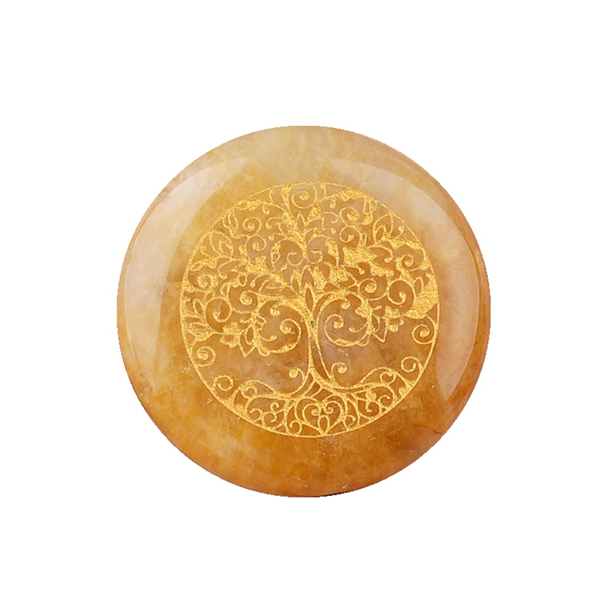 Gemstone 25MM Circular Disc Ornament Handmade Craved Pattern-Life of Tree For Home Decor