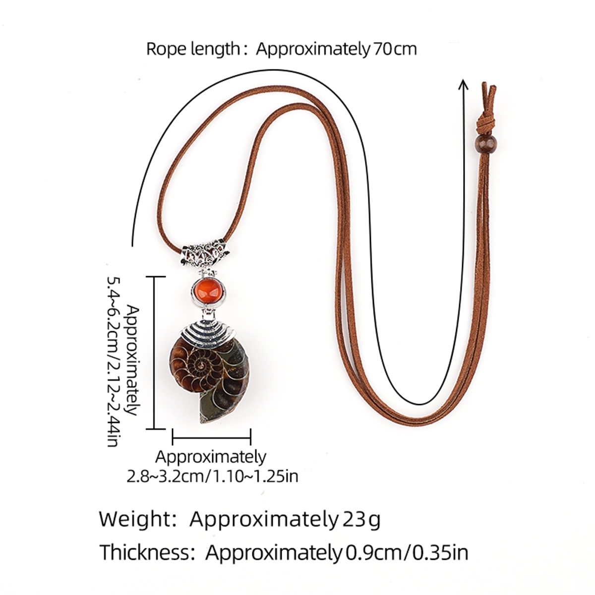 Ammonite Pendant with 8MM Gemstone Cabs for Making Jewelry