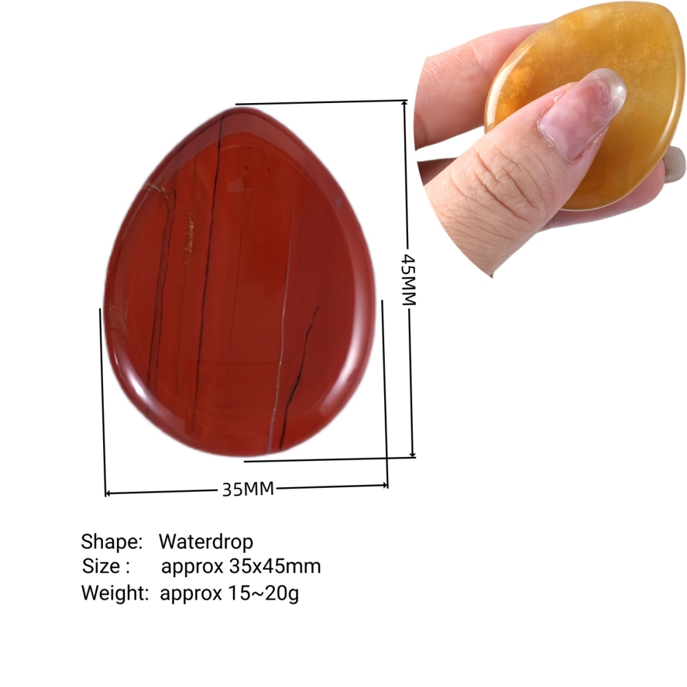 Worry Stone for Anxiety Relief, 35x45mm Teardrop Shape Palm Stone, Natural Healing Gemstone for Stress