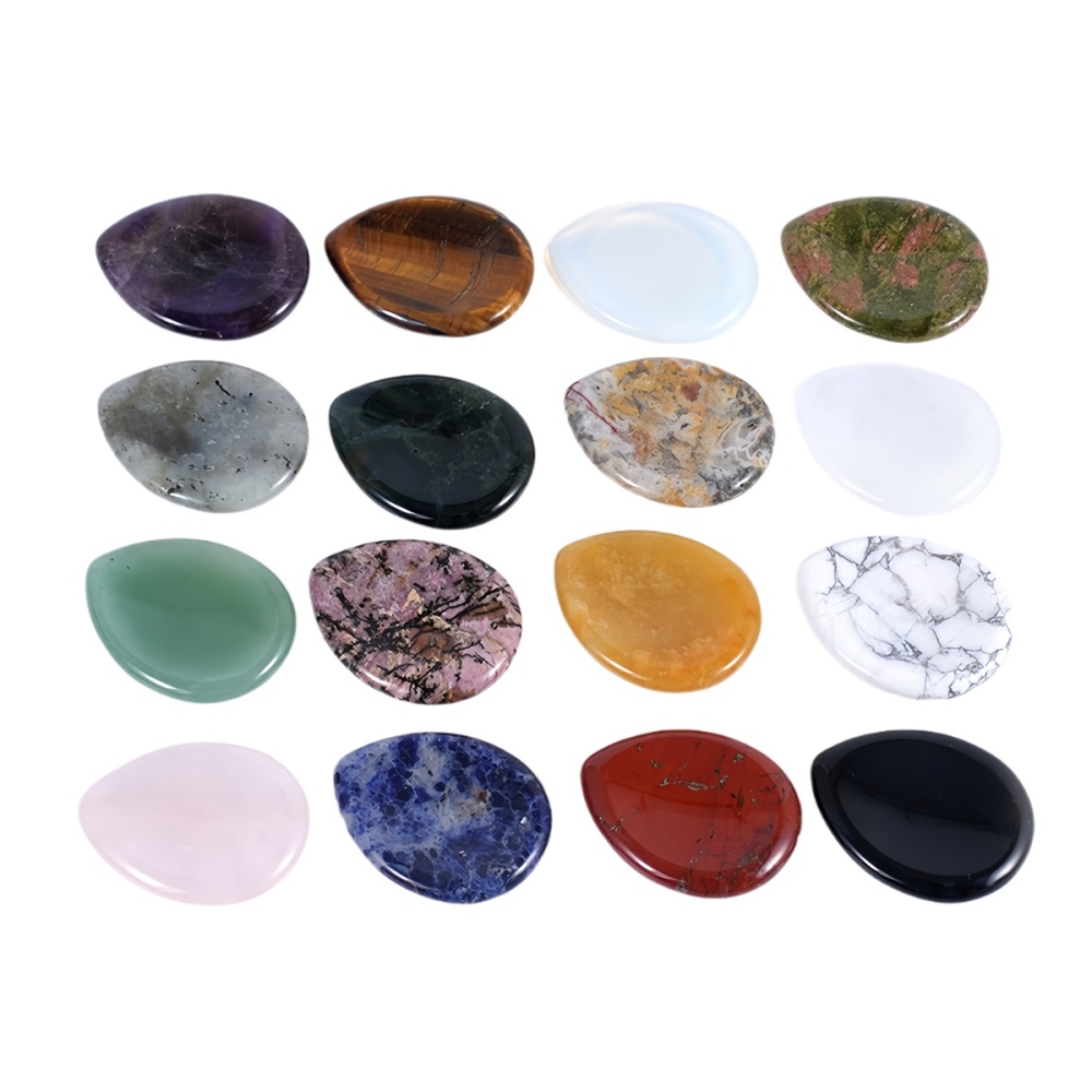 Worry Stone for Anxiety Relief, 35x45mm Teardrop Shape Palm Stone, Natural Healing Gemstone for Stress
