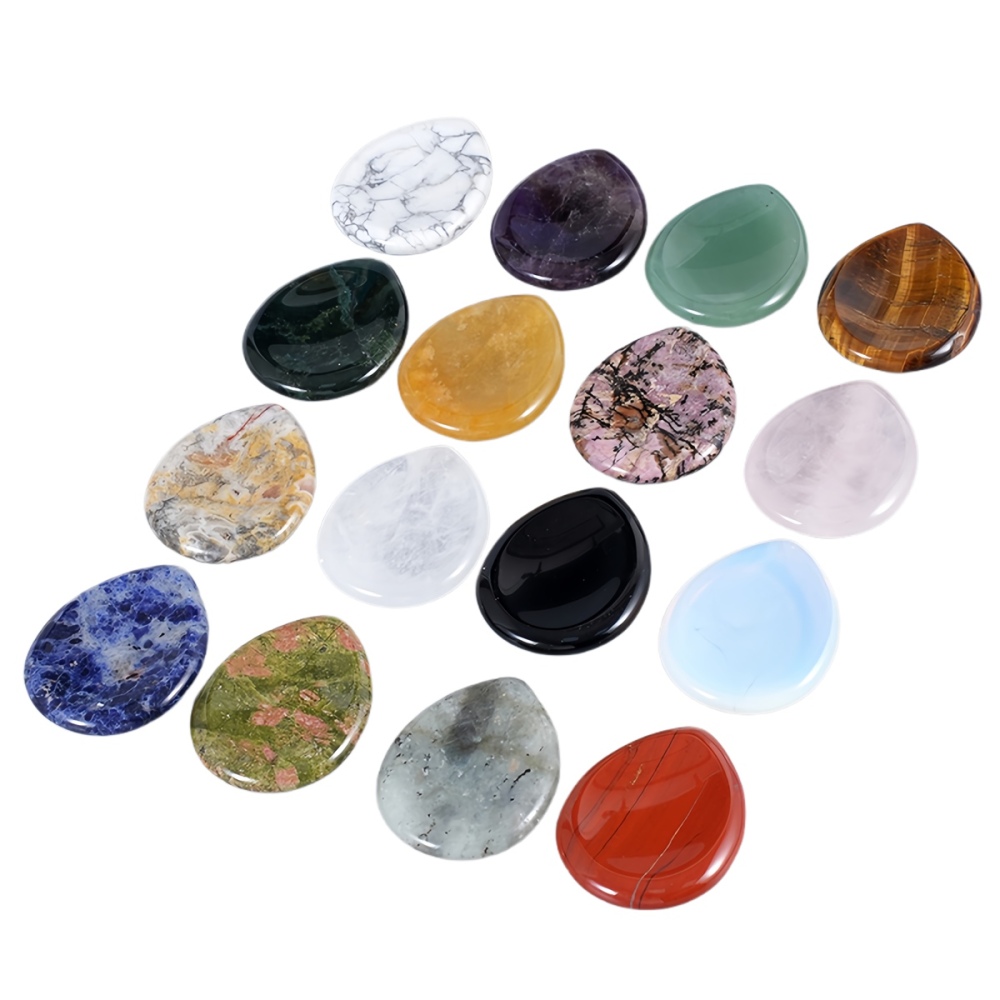 Worry Stone for Anxiety Relief, 35x45mm Teardrop Shape Palm Stone, Natural Healing Gemstone for Stress