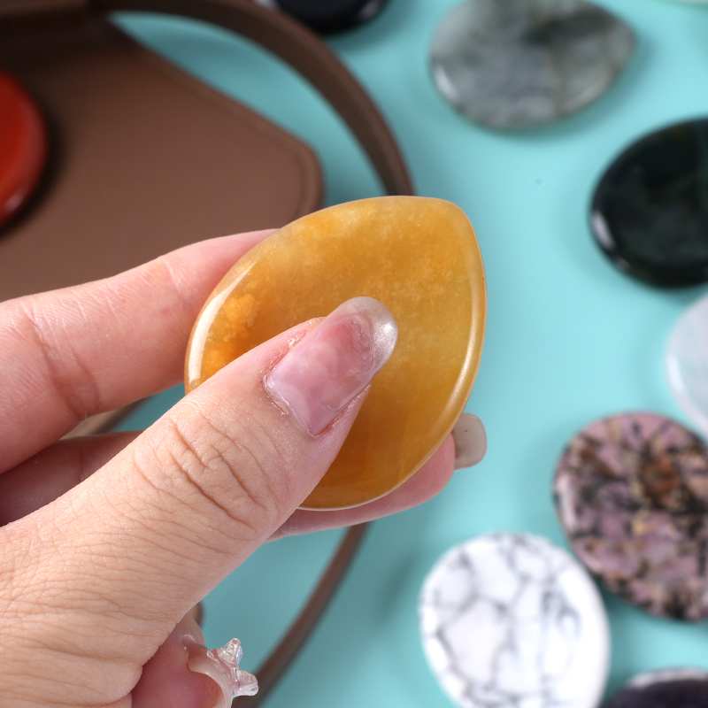 Worry Stone for Anxiety Relief, 35x45mm Teardrop Shape Palm Stone, Natural Healing Gemstone for Stress