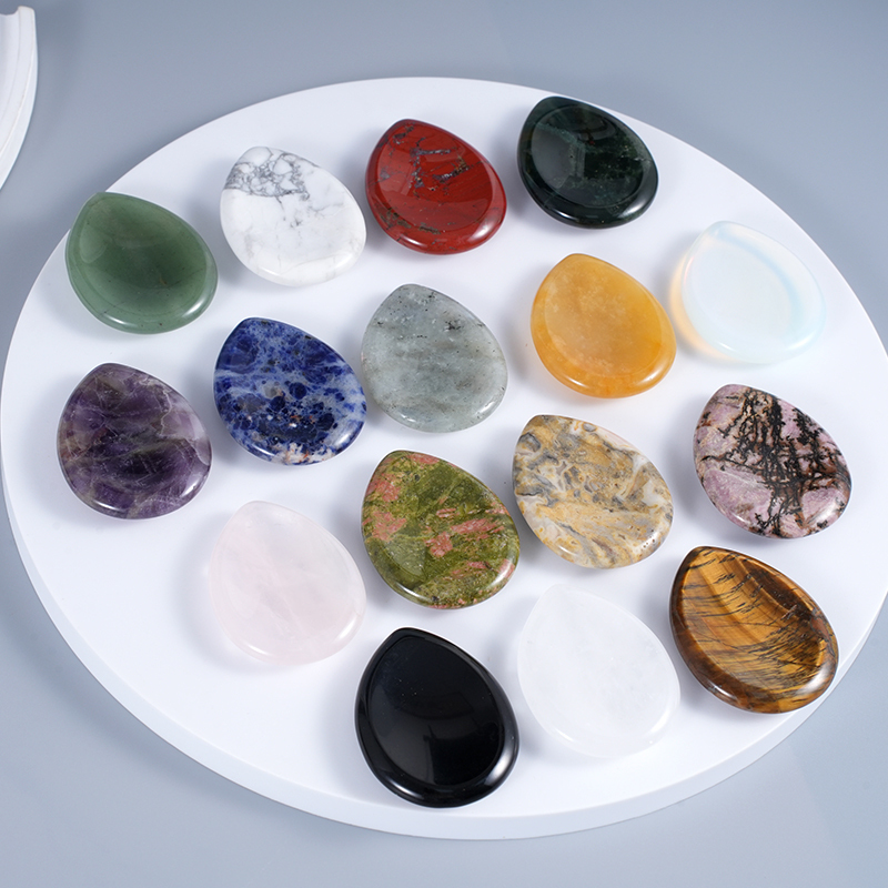 Worry Stone for Anxiety Relief, 35x45mm Teardrop Shape Palm Stone, Natural Healing Gemstone for Stress
