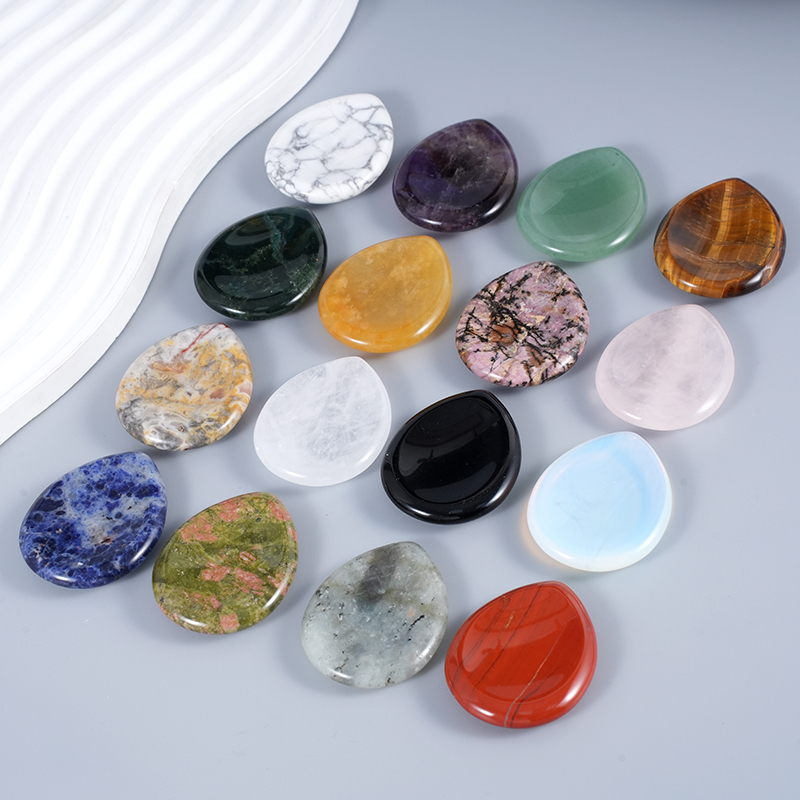 Worry Stone for Anxiety Relief, 35x45mm Teardrop Shape Palm Stone, Natural Healing Gemstone for Stress