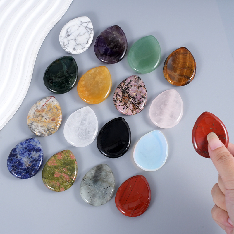 Worry Stone for Anxiety Relief, 35x45mm Teardrop Shape Palm Stone, Natural Healing Gemstone for Stress