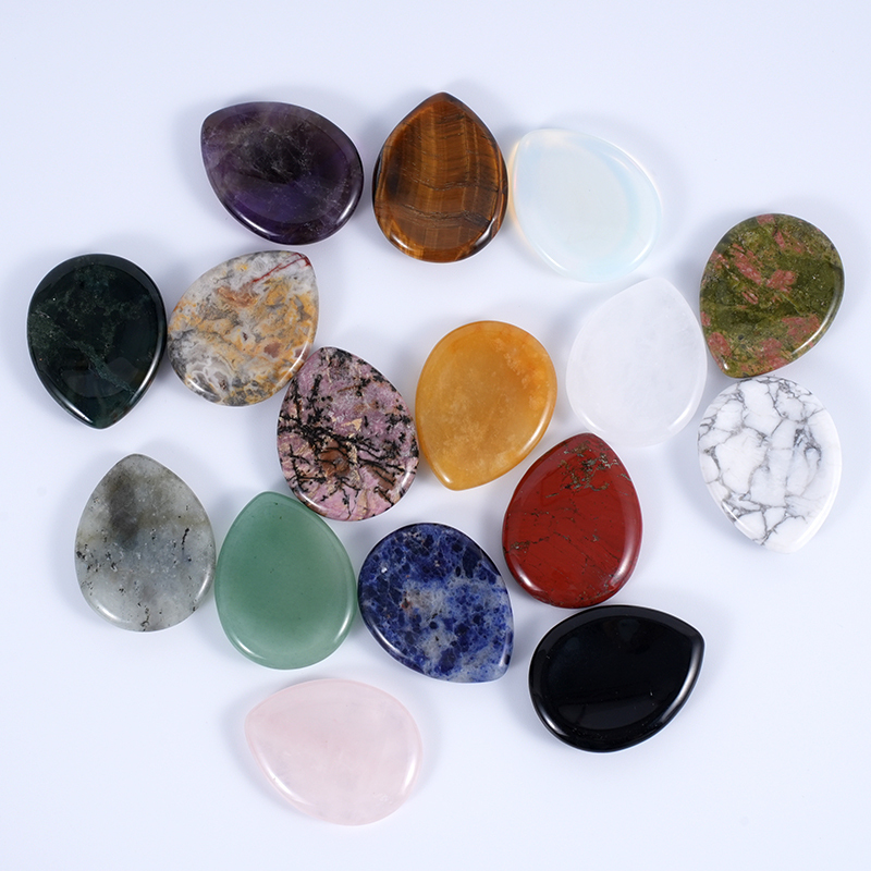 Worry Stone for Anxiety Relief, 35x45mm Teardrop Shape Palm Stone, Natural Healing Gemstone for Stress