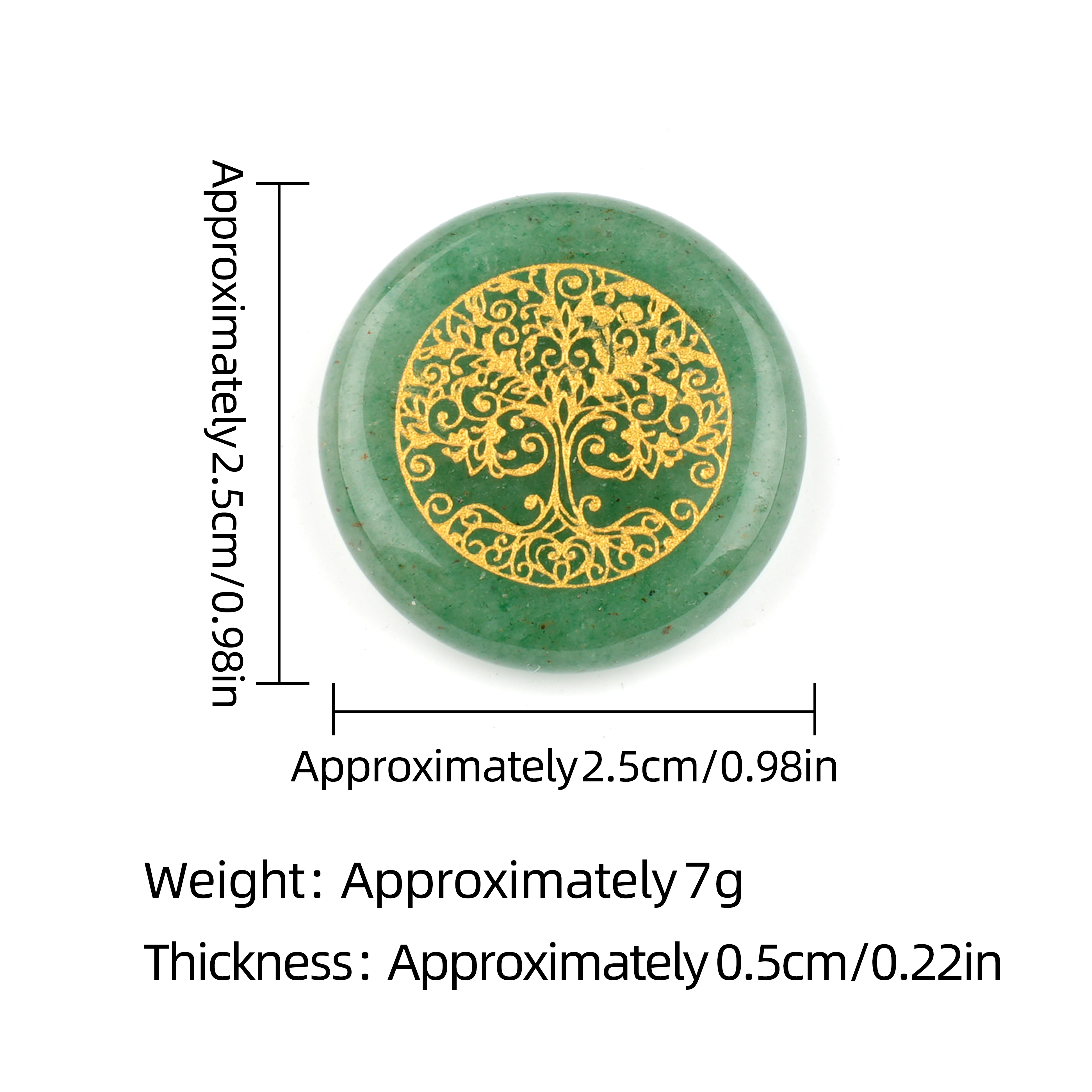 Gemstone 25MM Circular Disc Ornament Handmade Craved Pattern-Life of Tree For Home Decor