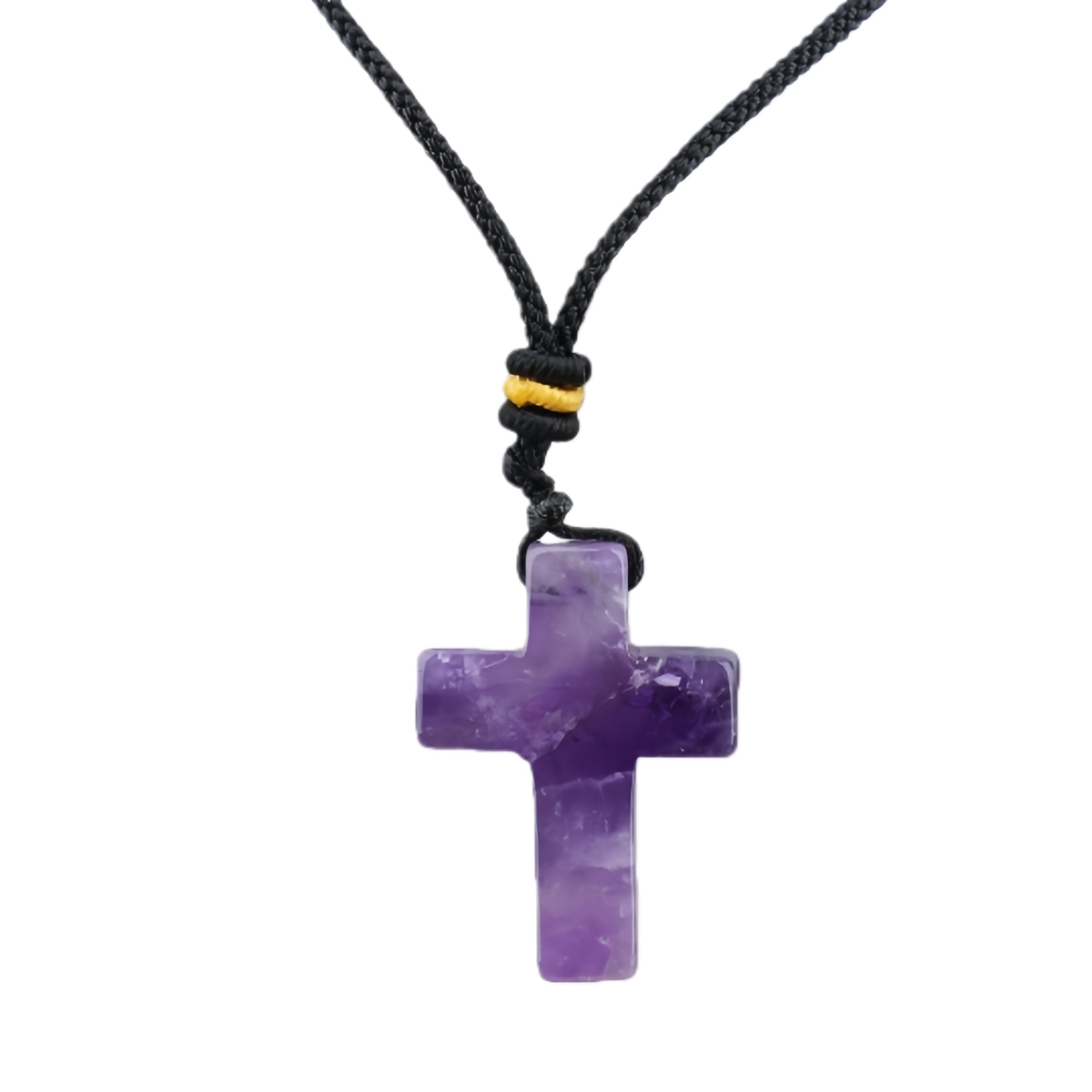 22x30mm Cross Shaped Gemstone Necklace Black Rope Drilled Horizontal Hole Charms Pendant Jewelry