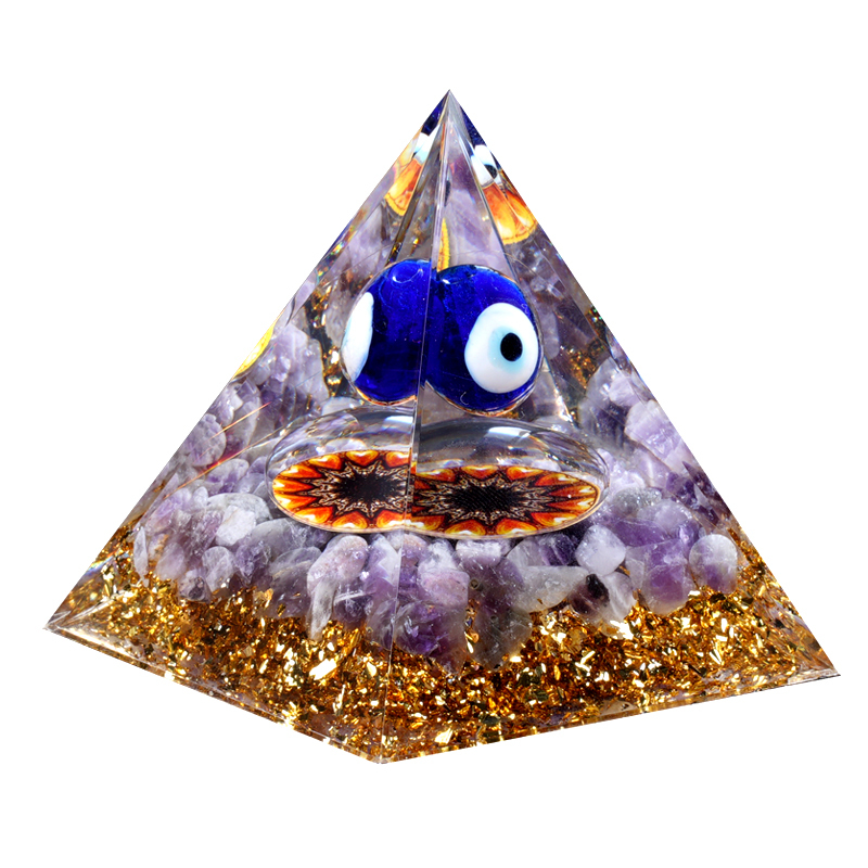 50MM&60mm Chip Stone Buddha Resin Pyramid Ornament for Home office Decoration #SP1974-M