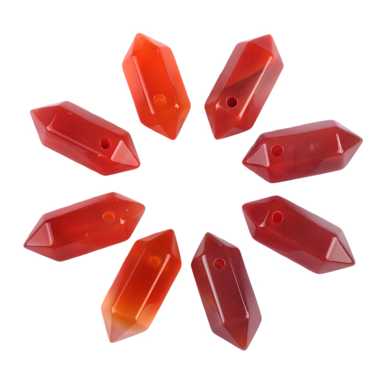 8x22mm Double Terminated Hexagonal Wand Side Drilled Hole Natural Gemstone Point Pendant for Jewelry Making Healing Reiki