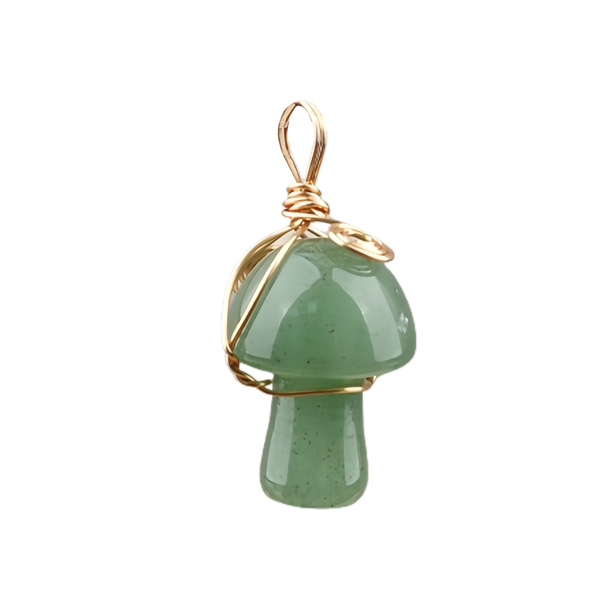 Gold Color Wire Wrapped Mushroom Pendant Necklace with Crystal Gemstone for Women Girls, Bohemian Nature Jewelry Gift