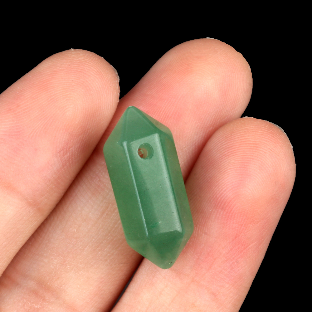 8x22mm Double Terminated Hexagonal Wand Side Drilled Hole Natural Gemstone Point Pendant for Jewelry Making Healing Reiki
