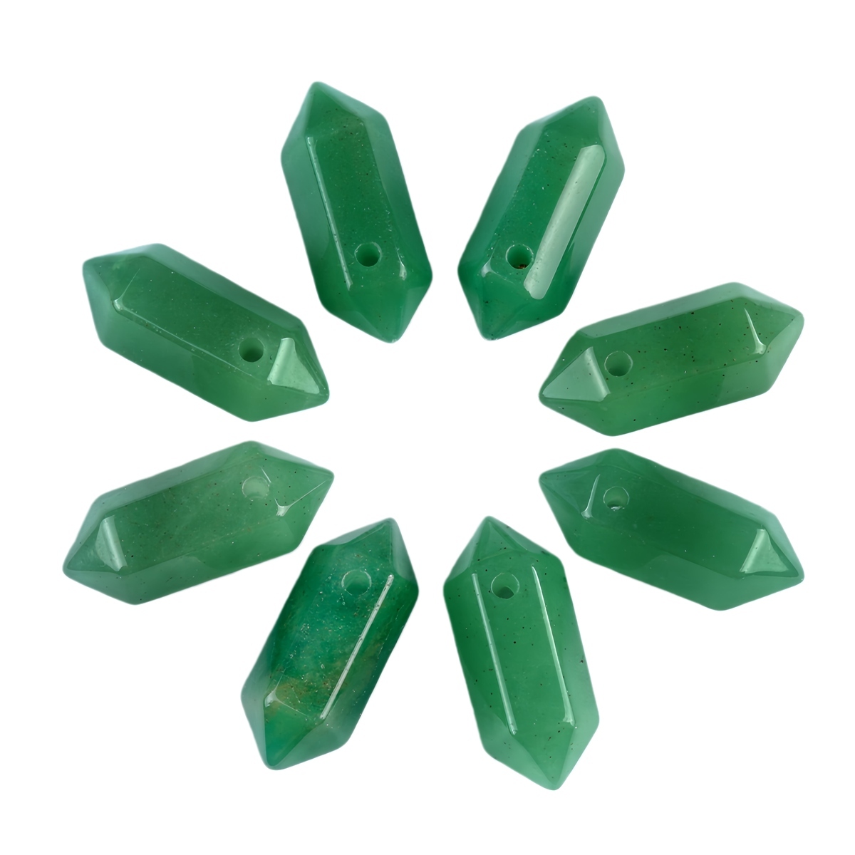 8x22mm Double Terminated Hexagonal Wand Side Drilled Hole Natural Gemstone Point Pendant for Jewelry Making Healing Reiki