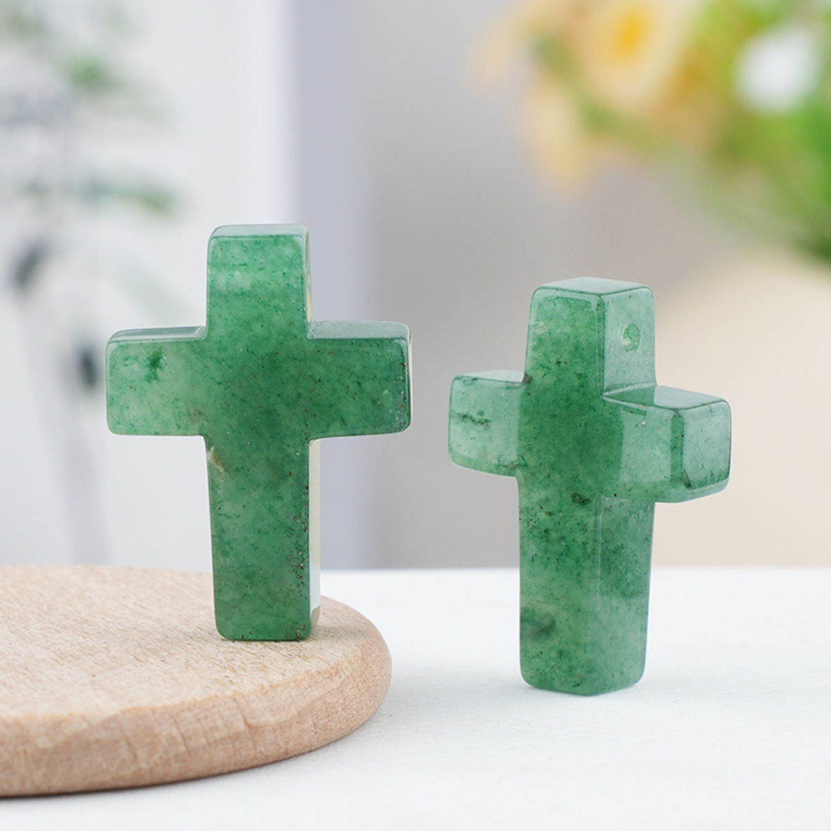 22x30mm Cross Shaped Gemstone Necklace Black Rope Drilled Horizontal Hole Charms Pendant Jewelry