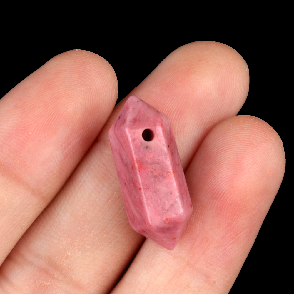 8x22mm Double Terminated Hexagonal Wand Side Drilled Hole Natural Gemstone Point Pendant for Jewelry Making Healing Reiki