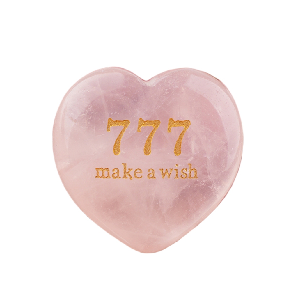 Angel Number 777 Engraved Heart, 30mm Lucky Gemstone Gift for Love, Protection & Good Fortune Home Office Decoration
