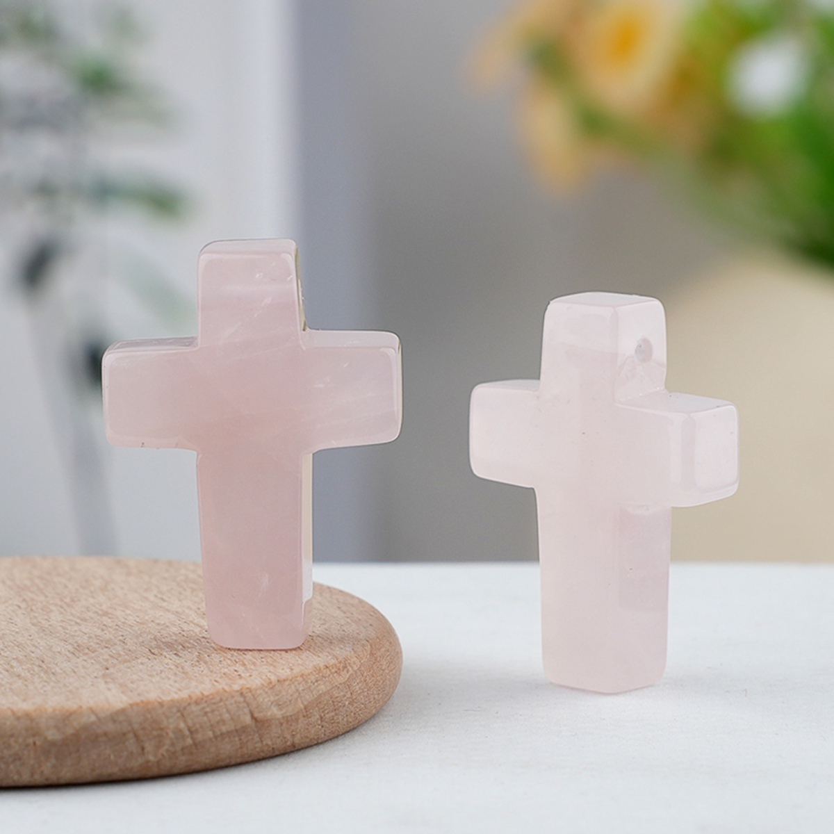 22x30mm Cross Shaped Gemstone Necklace Black Rope Drilled Horizontal Hole Charms Pendant Jewelry