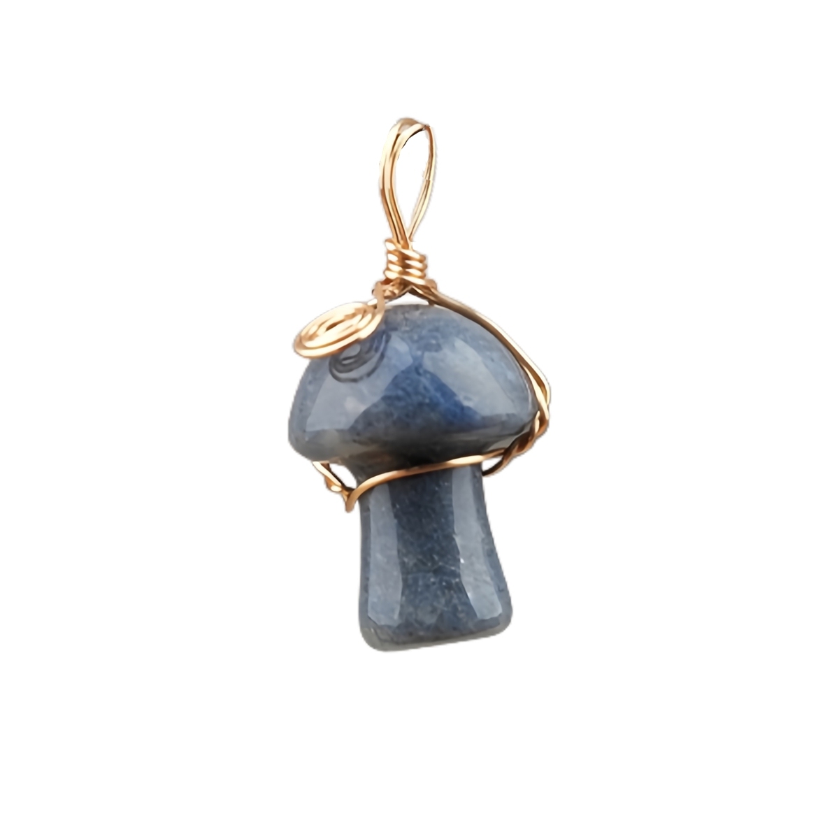 Gold Color Wire Wrapped Mushroom Pendant Necklace with Crystal Gemstone for Women Girls, Bohemian Nature Jewelry Gift
