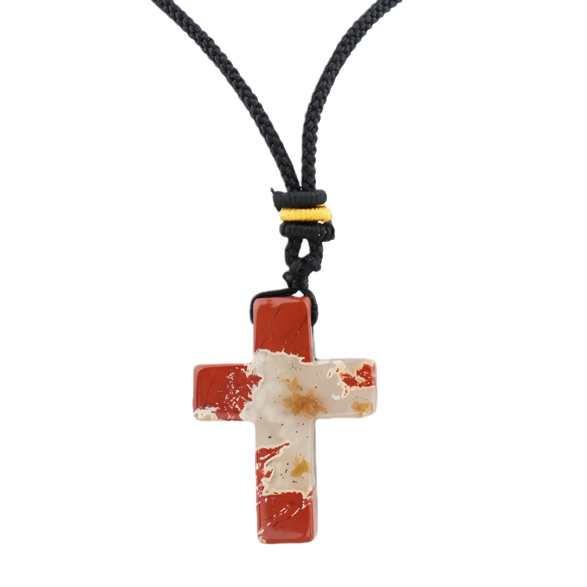 22x30mm Cross Shaped Gemstone Necklace Black Rope Drilled Horizontal Hole Charms Pendant Jewelry