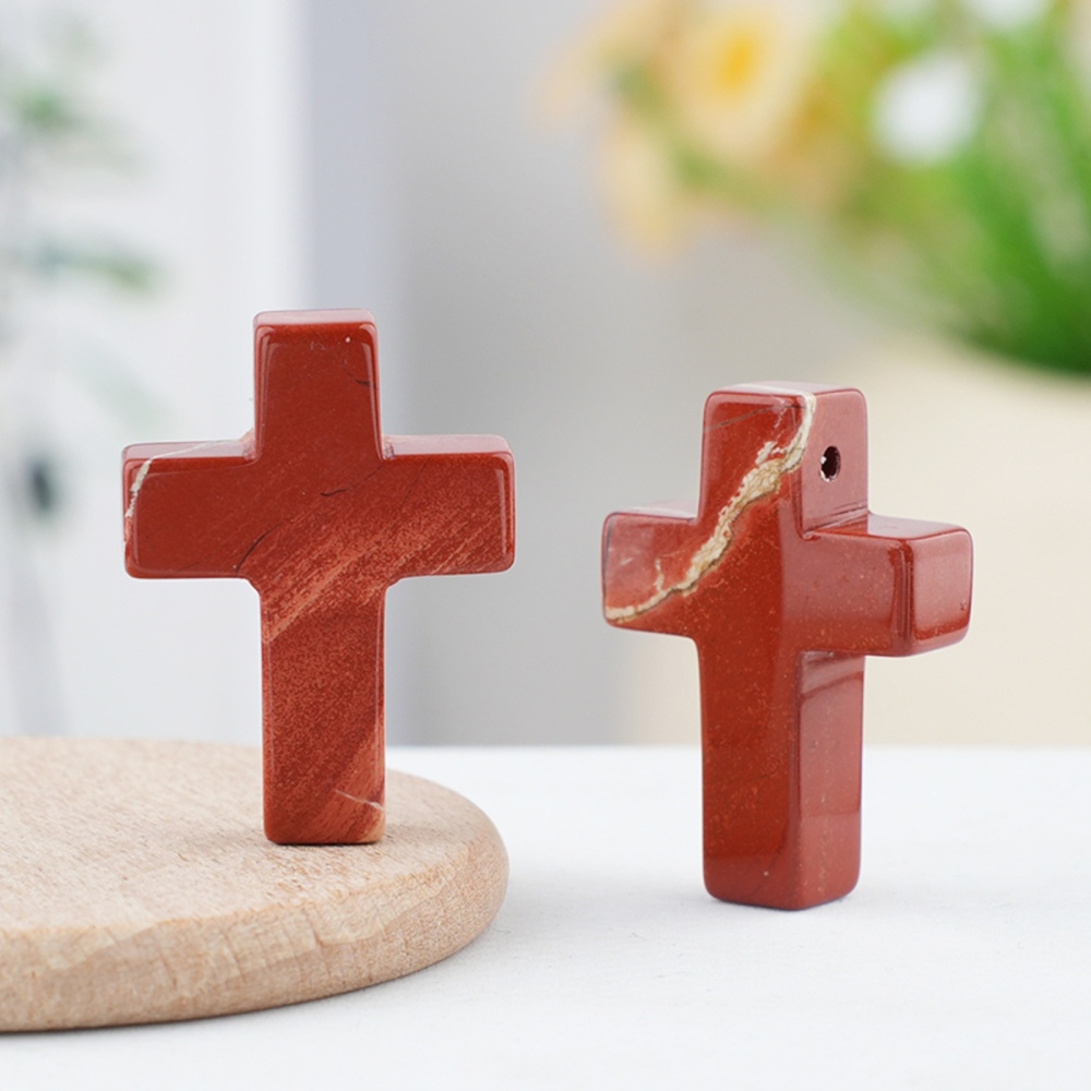 22x30mm Cross Shaped Gemstone Necklace Black Rope Drilled Horizontal Hole Charms Pendant Jewelry