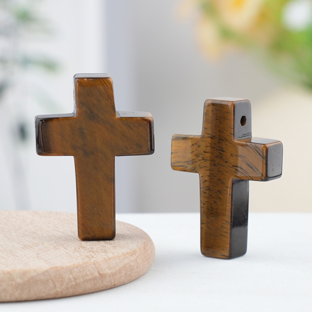 22x30mm Cross Shaped Gemstone Necklace Black Rope Drilled Horizontal Hole Charms Pendant Jewelry