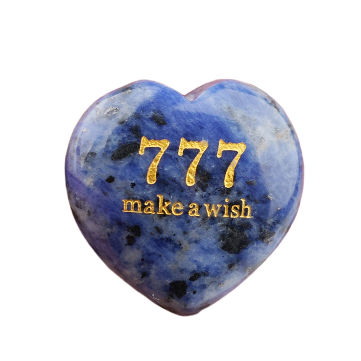 Angel Number 777 Engraved Heart, 30mm Lucky Gemstone Gift for Love, Protection & Good Fortune Home Office Decoration
