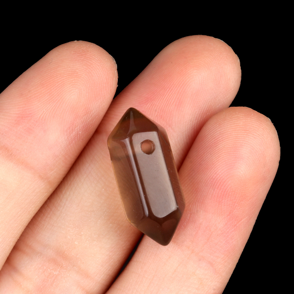 8x22mm Double Terminated Hexagonal Wand Side Drilled Hole Natural Gemstone Point Pendant for Jewelry Making Healing Reiki