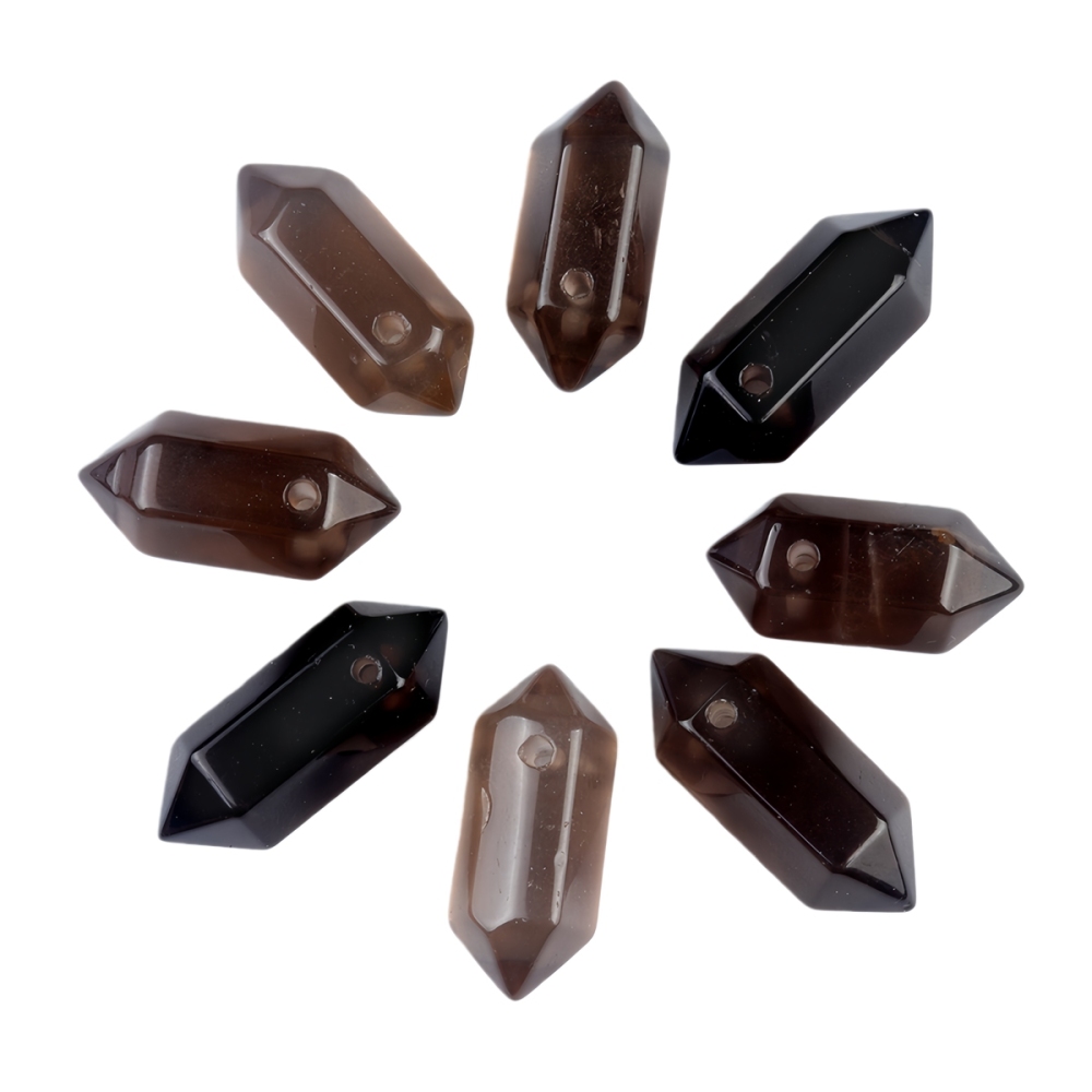 8x22mm Double Terminated Hexagonal Wand Side Drilled Hole Natural Gemstone Point Pendant for Jewelry Making Healing Reiki