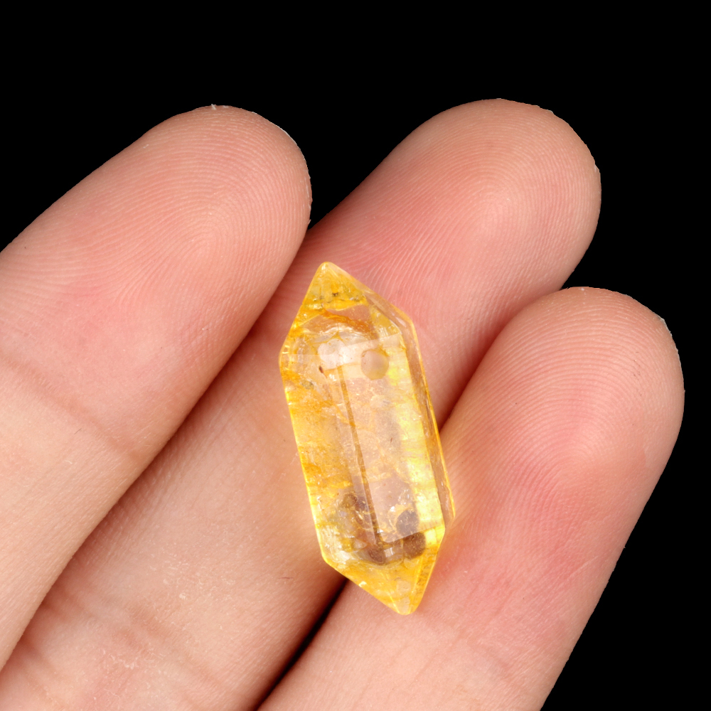8x22mm Double Terminated Hexagonal Wand Side Drilled Hole Natural Gemstone Point Pendant for Jewelry Making Healing Reiki