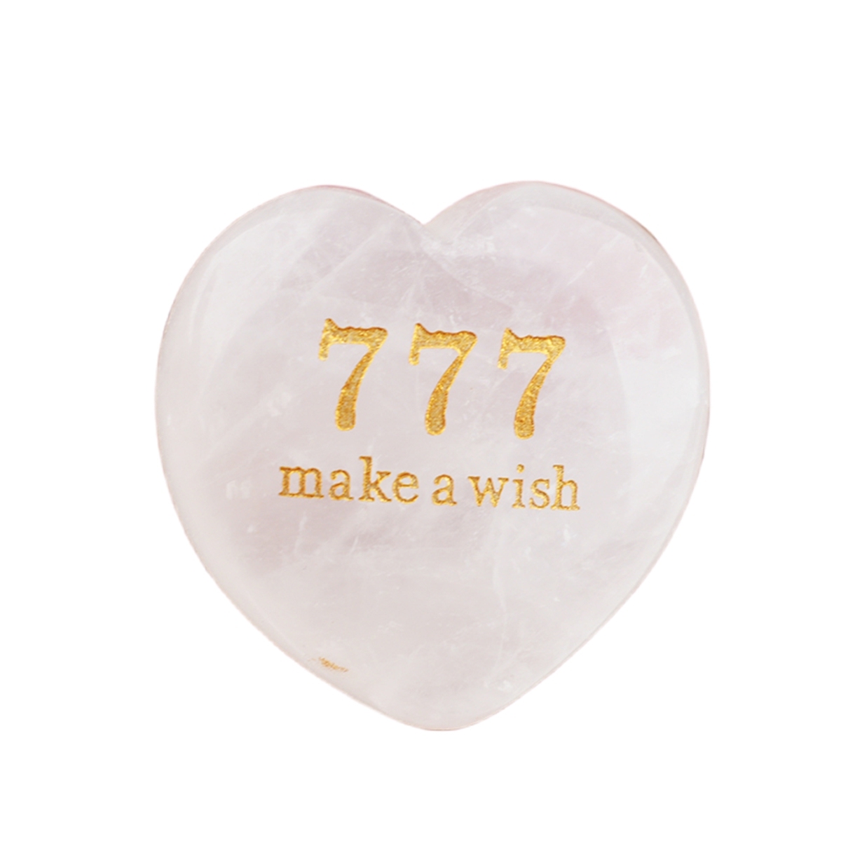 Rose Quartz Angel Number 777 Engraved Heart, 30mm Lucky Gemstone Gift for Love, Protection & Good Fortune Home Office Decoration
